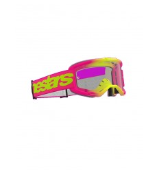 Máscara Alpinestars Vision 5 Wordmark Rosa Fluor Amarillo Transparente