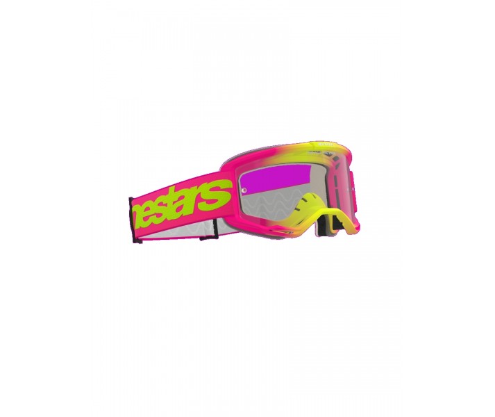 Máscara Alpinestars Vision 5 Wordmark Rosa Fluor Amarillo Transparente