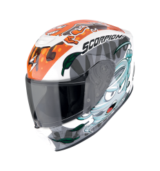 Casco Scorpion Exo-Jnr Air The4elements Blanco Azul Naranja |120-495-361|