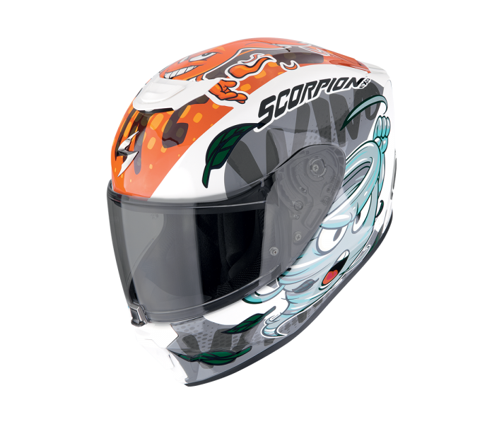 Casco Scorpion Exo-Jnr Air The4elements Blanco Azul Naranja |120-495-361|