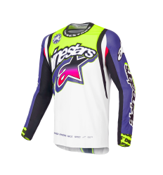 Camiseta Alpinestars Supertech Sx Dirt Studios Blanco Purpura Amarillo Fluor