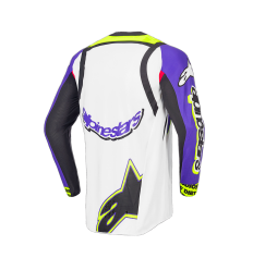 Camiseta Alpinestars Supertech Sx Dirt Studios Blanco Purpura Amarillo Fluor