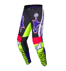 Pantalón Alpinestars Supertech Dirt Studiost Blanco Purpura Amarillo Fluor