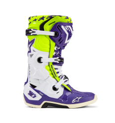 Botas Alpinestars Tech 10 Dirt Studios Blanco Purpura Amarillo Fluor