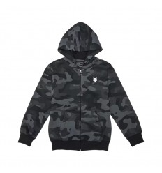 Sudadera Fox Infantil Con Capucha Y Cremallera Head Camo Negro Gris