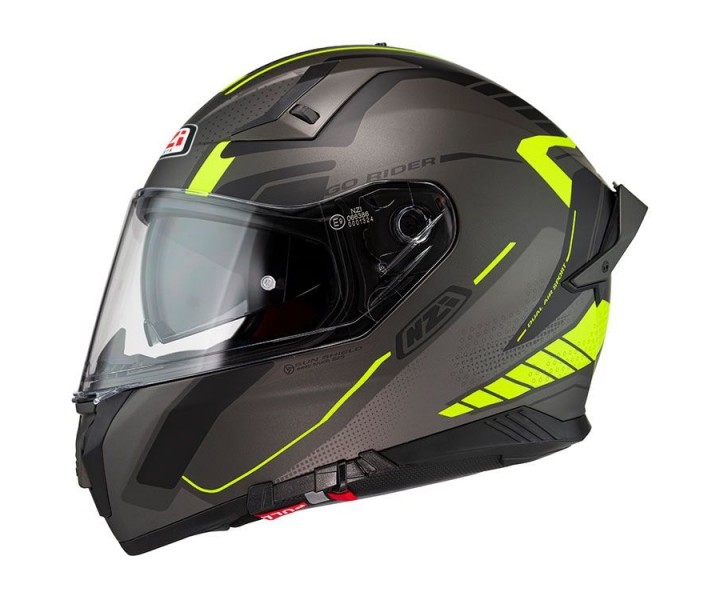 Casco Nzi Go Rider Duo Motion Antracita Negro Amarillo Mate |150336A406|