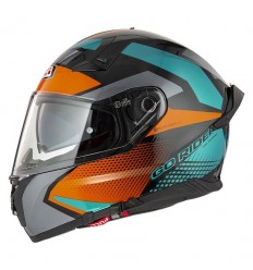 Casco Nzi Go Rider Duo Quadri Negro Naranja Verde Mate|150336A407|