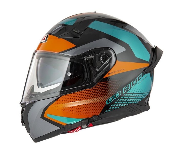 Casco Nzi Go Rider Duo Quadri Negro Naranja Verde Mate|150336A407|