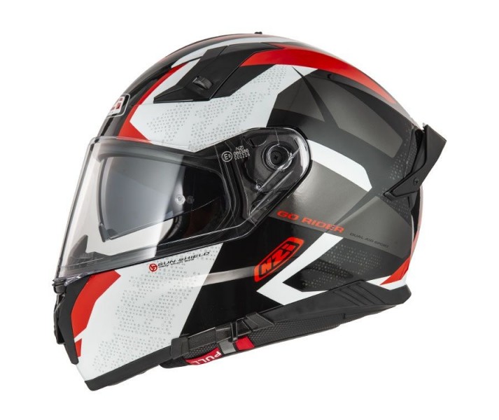 Casco Nzi Go Rider Duo Trident Negro Gris Rojo Brillo |150336A410|