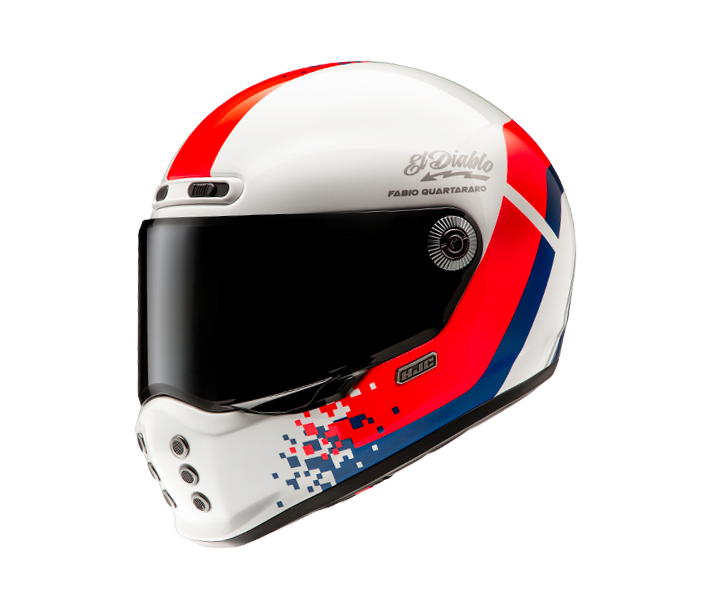 Casco Hjc V10 Fq20 Retro Blanco Rojo Azul |10462106|